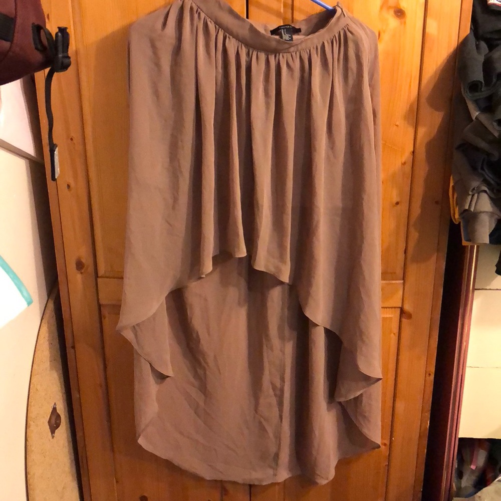 Forever21 beige high low skirt size s